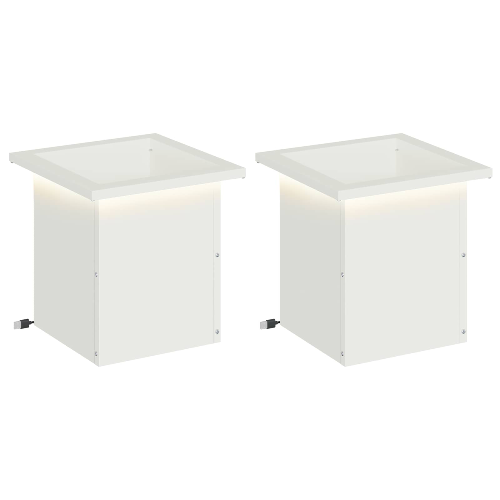 Garten-pflanzkübel Mit Led 2 Stk. Weiß 30 X 30 X 30 Cm Stahl Vidaxl
