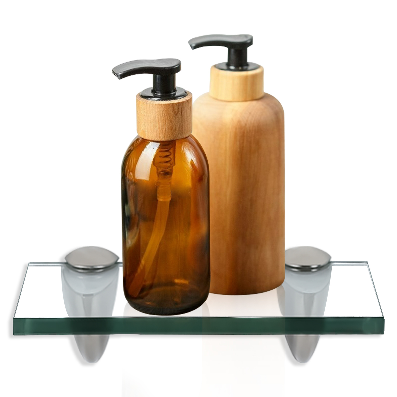 Wolketon Glasregal Wandregal 20 X 10 X 0,8 Cm, Klarglas Glasboden Mit Halterungen, Badregal Ablage Hängeregal Für Bad, Küche & Wohnzimmer