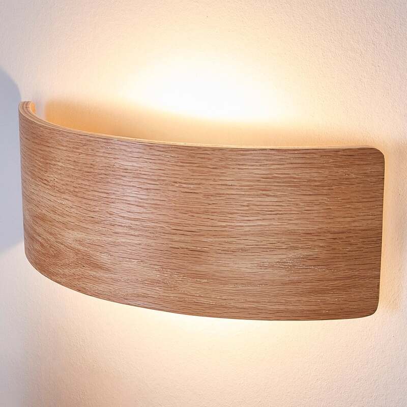 [neuwertig] B-ware Lindby Wandleuchte Holz Rafailia Led Wandlampe Leuchte Warmweiß Dunkelbraun 33cm