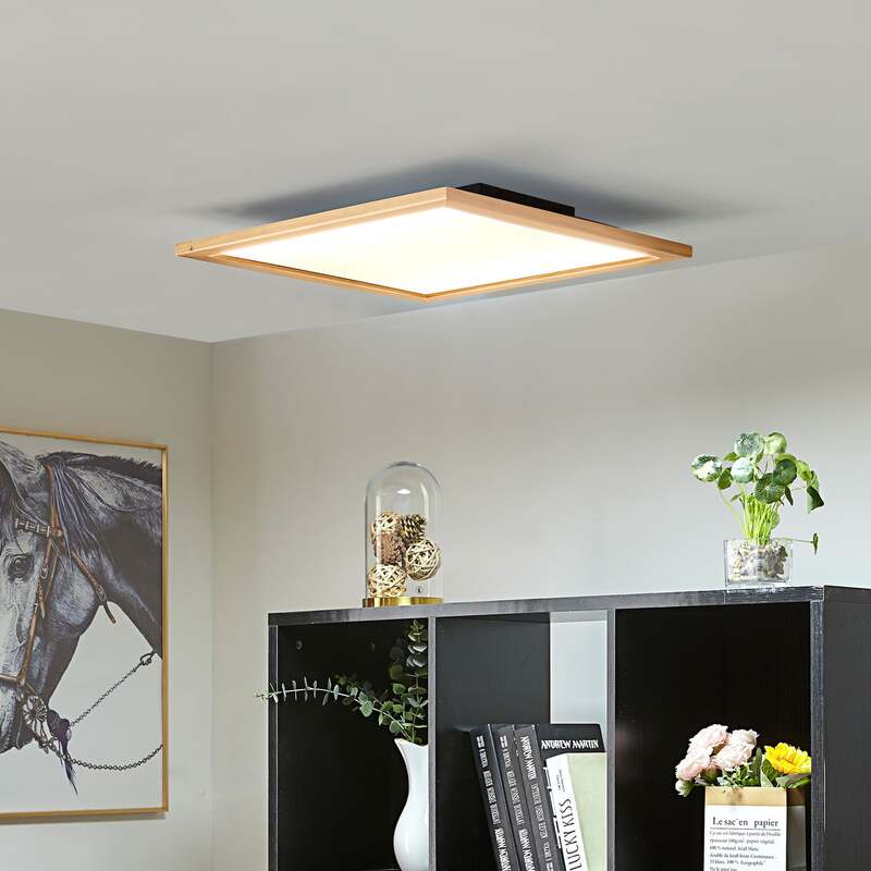[gebraucht] B-ware Lucande Deckenleuchte Joren Led Lampe Holz Cct Fernbedienung Ø52cm Dimmbar