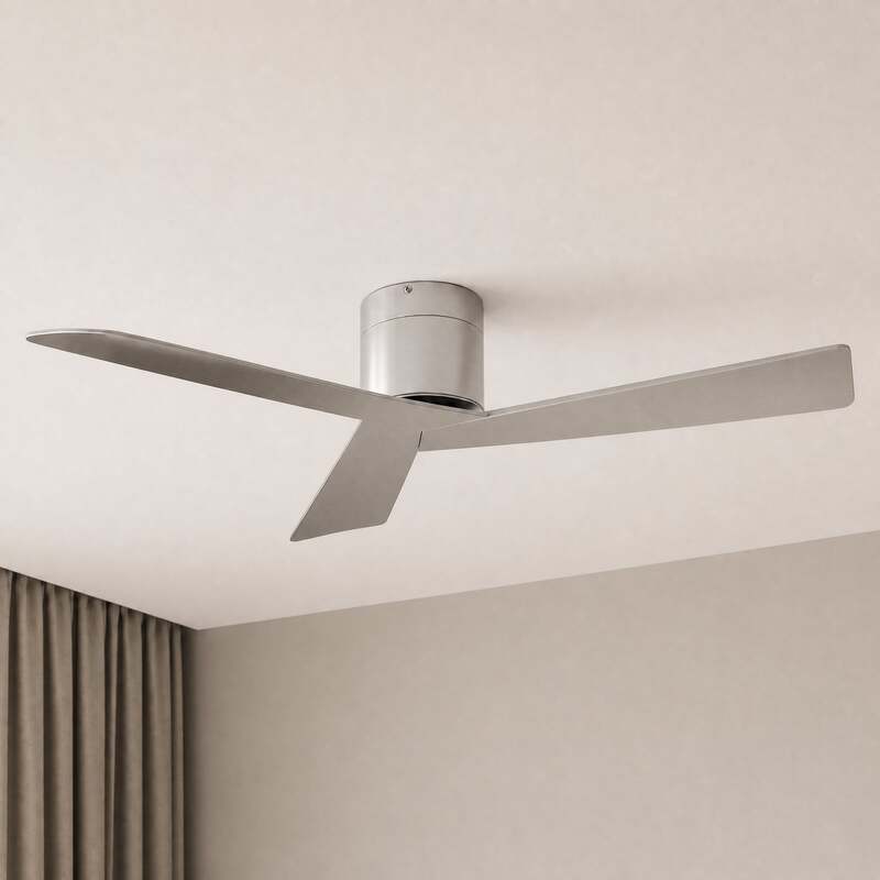 [gebraucht] B-ware Lucande Deckenventilator Ventoro Silber 132cm Mit Fernbedienung Räume Bis 20 M²