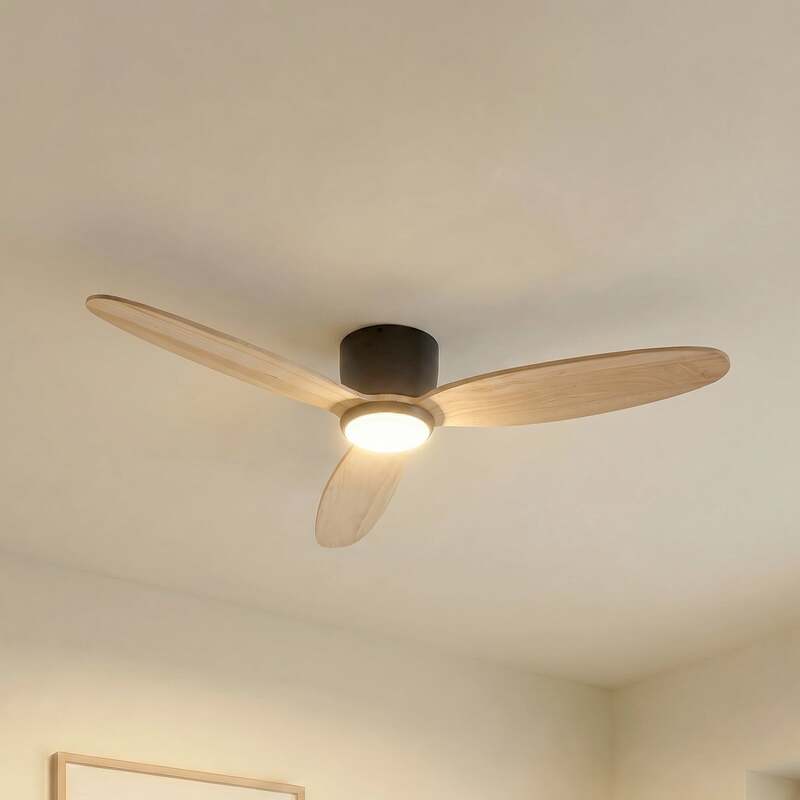 [gebraucht] B-ware Lucande Deckenventilator Lignia Led Ventilator Holz Schwarz Ø132cm Fernbedienung