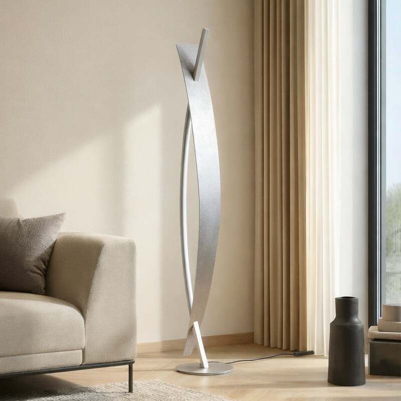 [gebraucht] B-ware Lucande Stehleuchte Dimmbar Marija Led Lampe Silber 140cm Elegante Leuchte