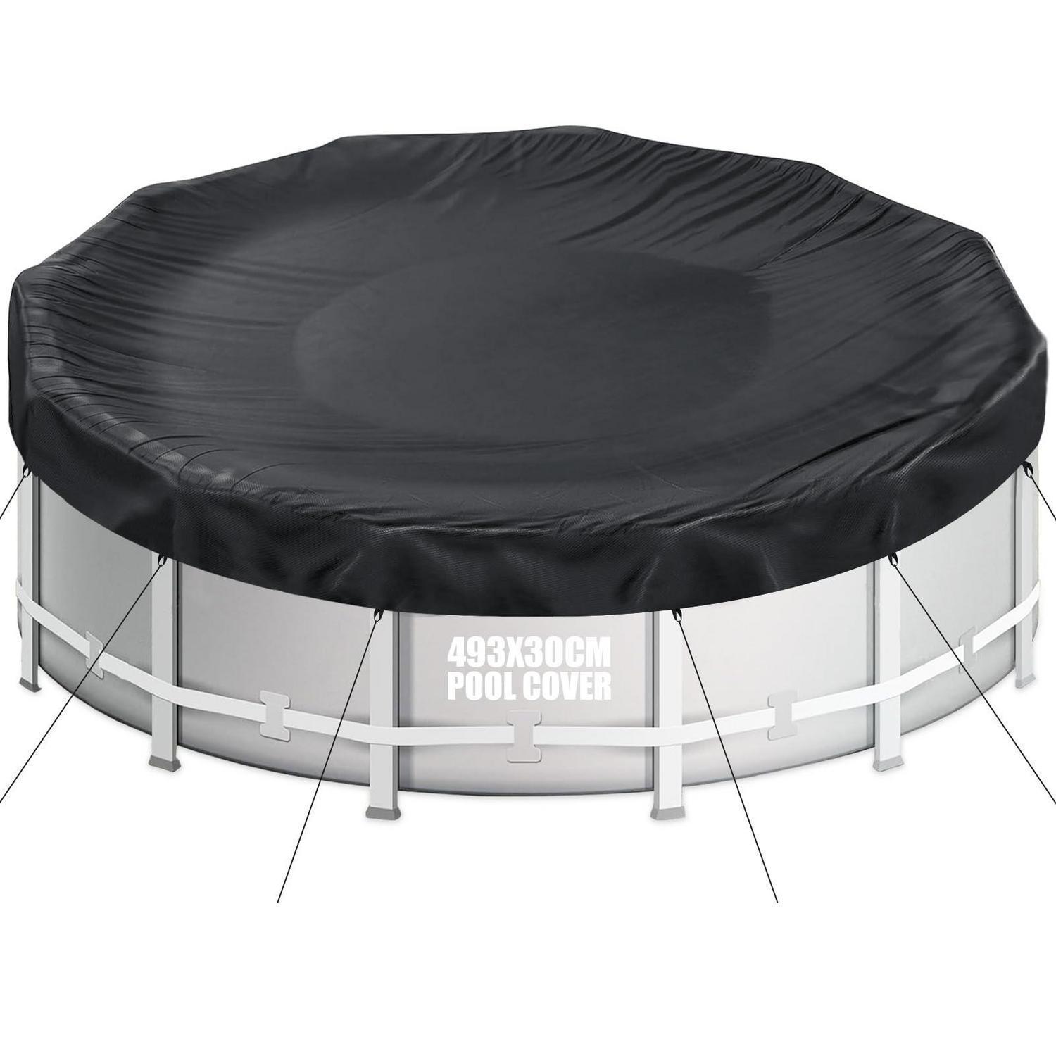 Poolabdeckung Rund 460-488cm 420d Oxford Reißfest Sommer & Winter Schwarz