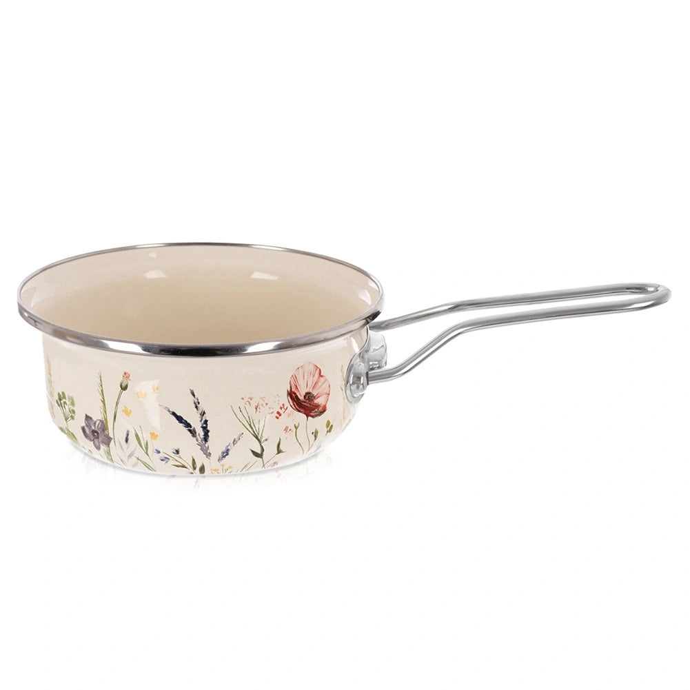 Enamel Steel Saucepan, Cream, 14 Cm, 650 Ml