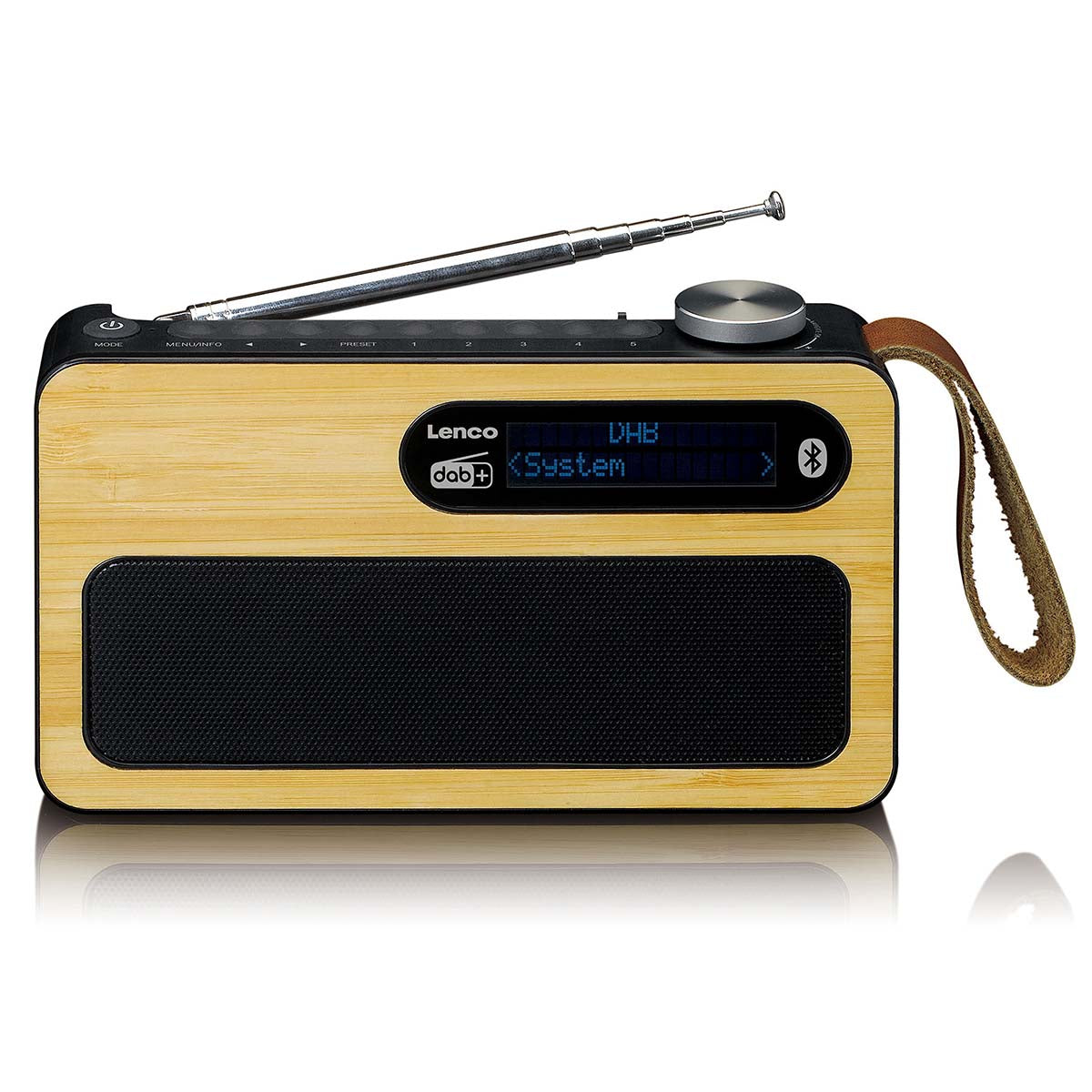 Tragbares Dab+/fm-radio Mit Bluetooth, Bambus, Schwarz