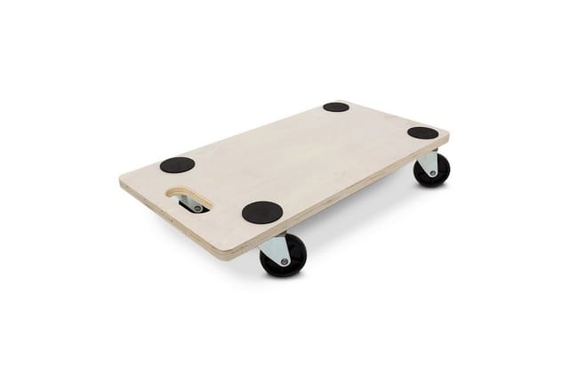 Relaxdays - Transportroller HxBxT:11x58x30cm, Holz, mit Griff, Möbelroller/Transportwagen, bis 200kg, natur