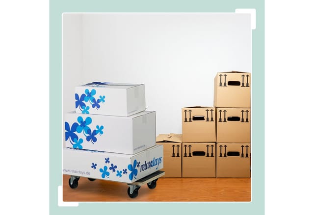 Relaxdays - Transportroller Feststellbremse, 400 kg, Lenkungsrollen, Anti-Rutsch-Belag, hbt: 11,5 x 58 x 30 cm, schwarz