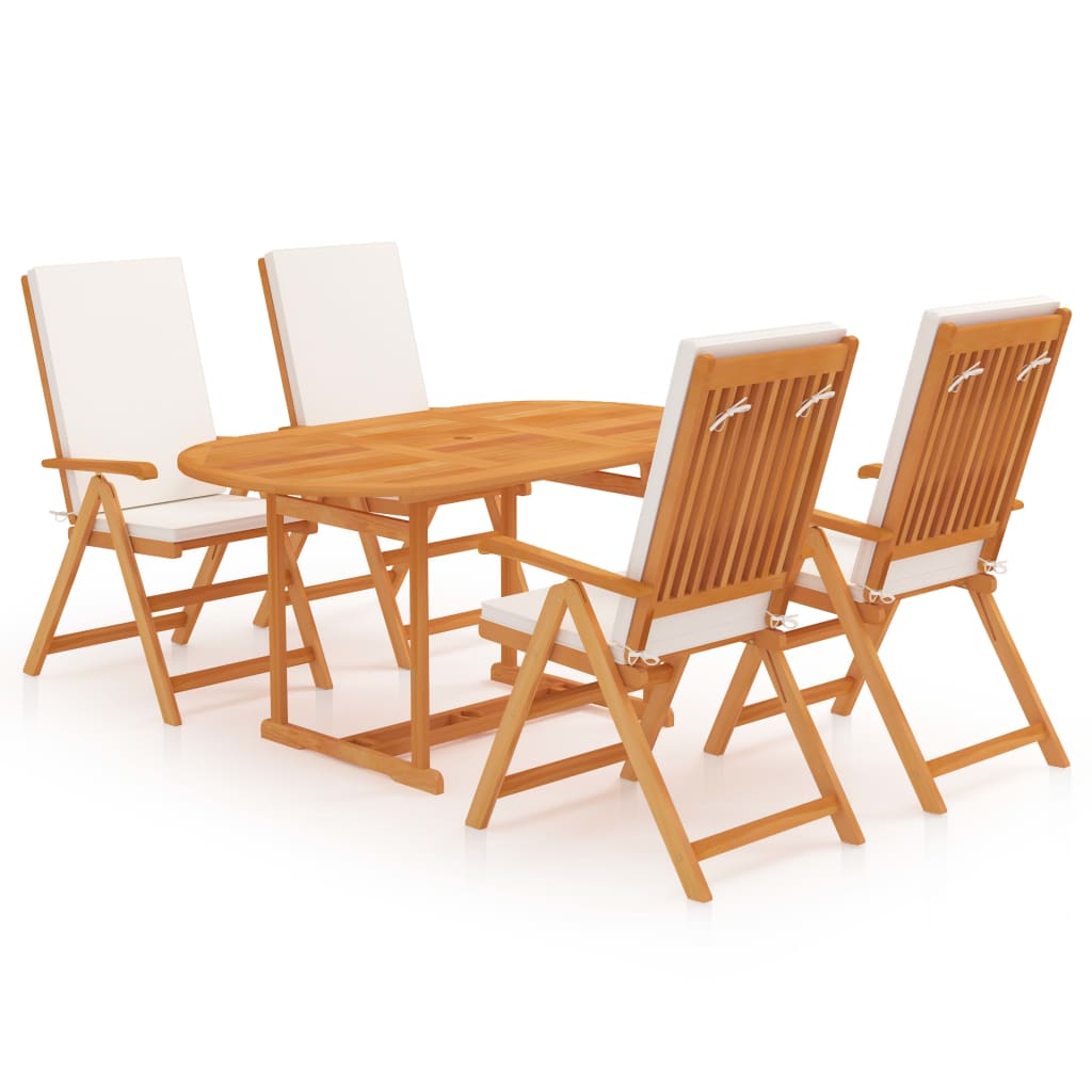 5-tlg. Garten-essgruppe Mit Kissen Massivholz Teak Vidaxl