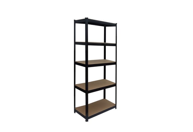 Relaxdays Schwerlastregal, HxBxT: 150 x 75 x 30 cm, 875 kg, 5 Ebenen, Lagerregal Keller, zum Stecken, schwarz/braun