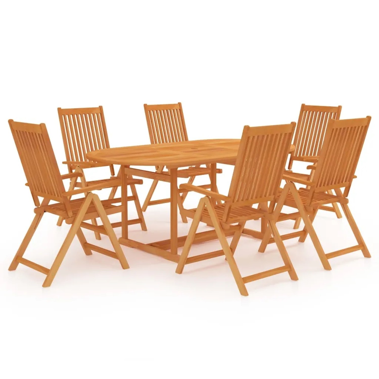 vidaXL 7-tlg Garten-Essgruppe Massivholz Teak Modell 1
