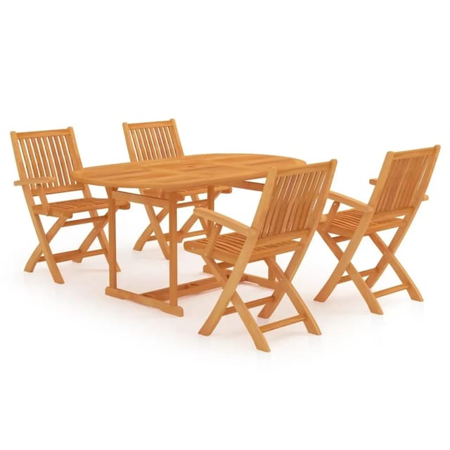 vidaXL 5-Tlg Garten-Essgruppe Massivholz Teak 3059535