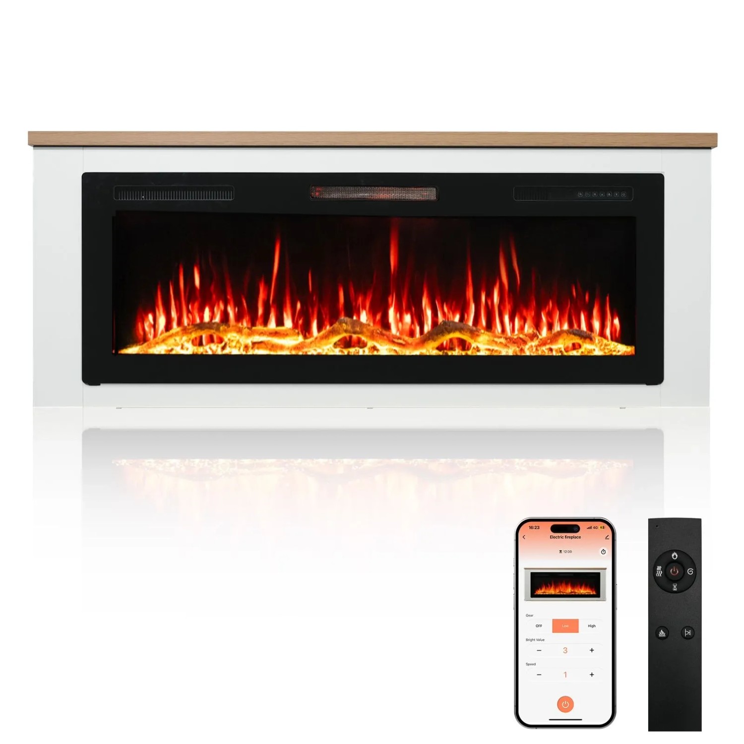 HOMAVO 50'' 1000W/2000W Elektrokamin mit Schrank