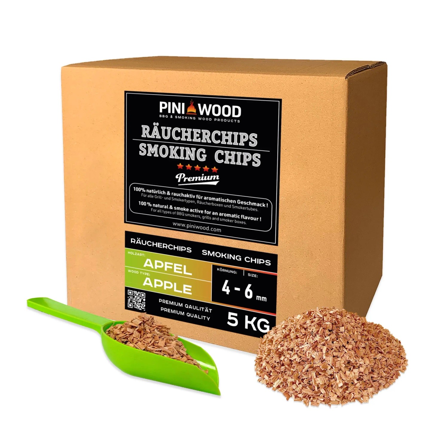 PINI Räucherchips 5 kg Apfel 4-6 mm Smoking Chips Räucherspäne