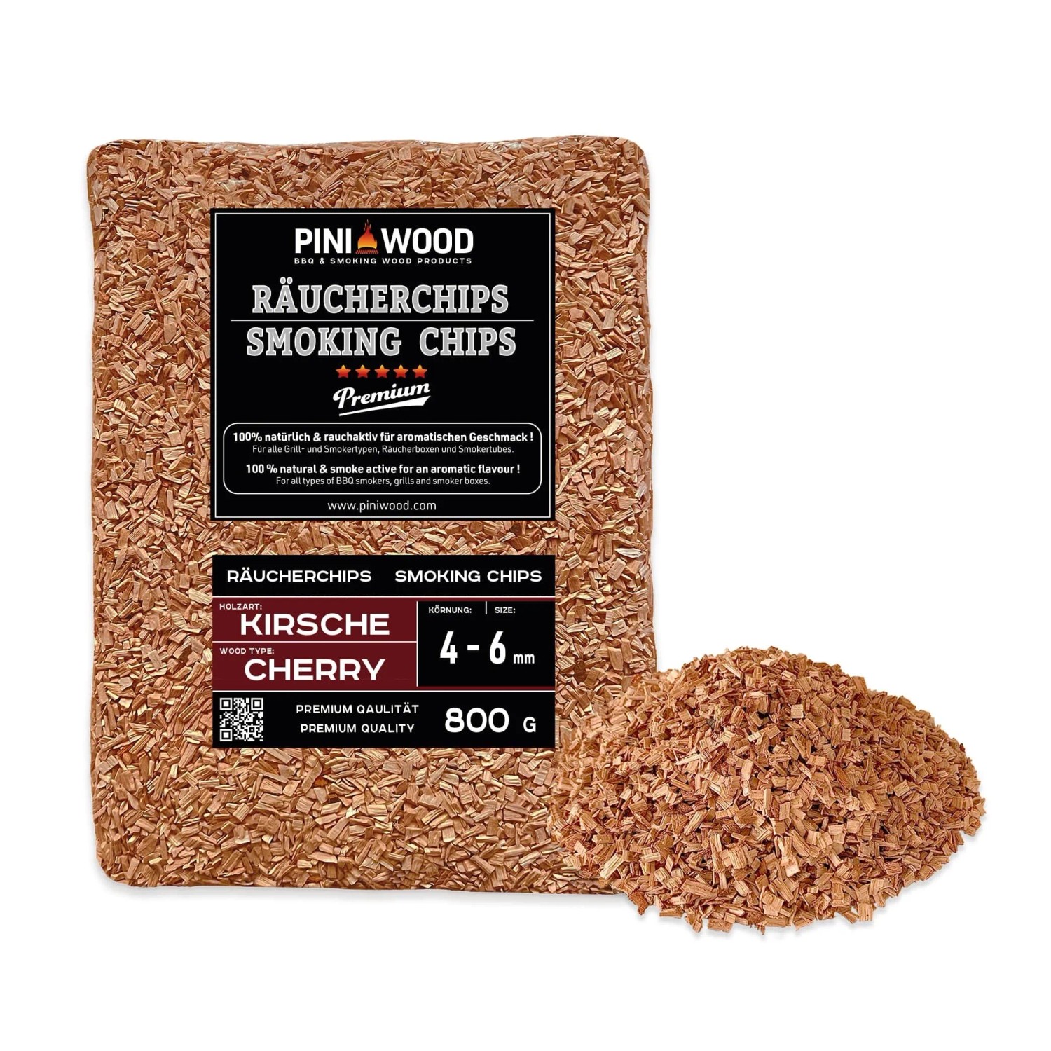 PINI Räucherchips 800 g Kirsche 4-6 mm Smoking Chips Räucherspäne