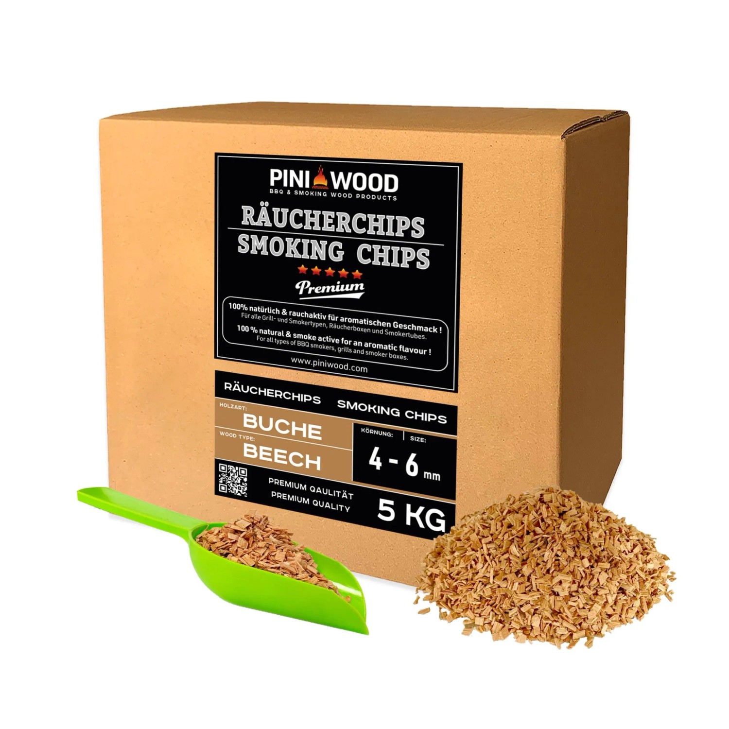 PINI Räucherchips 5 kg Buche 4-6 mm Smoking Chips Räucherspäne