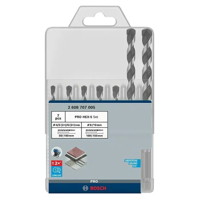 Bosch PRO Bohrer HEX-5-Set, 4x100 bis 10x150 mm, 7-tlg. 2608707005