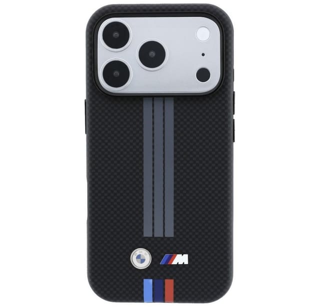 BMW M Quadrille Kevlar Anthracite & Tricolor Print Lines MagSafe Case for iPhone 17 Pro / 18 Pro - Black