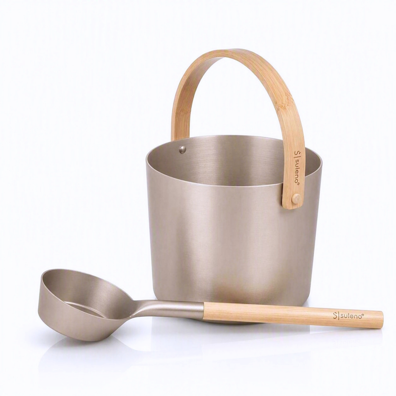 Sauna Set KJELL 2teilig Kübel Kelle Aluminium eloxiert Beige eloxiert