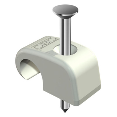 Haftclip mit Nagel, reinweiß, 2 x 18mm, für Kabel-ø7-12mm