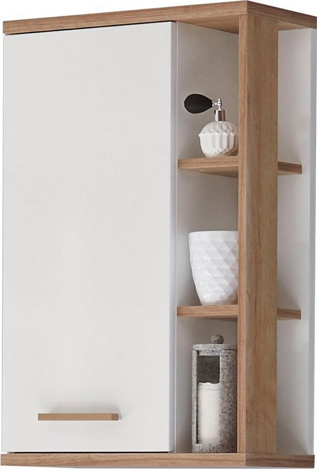 Saphir Hängeschrank Quickset Badschrank 50,5 cm breit mit 1 Tür und 2 Glas-Einlegeböden Badezimmer-Hängeschrank inkl. Türdämpfer, Holzgriffe Bild 2