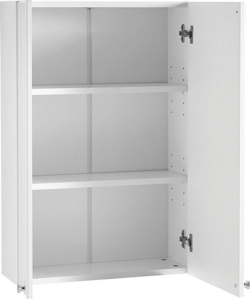 Saphir Hängeschrank Quickset 955 Wand-Badschrank 50 cm breit mit 2 Türen, 2 Einlegeböden Badezimmer-Hängeschrank, Weiß Hochglanz, Griffe in Chrom Glanz Bild 2