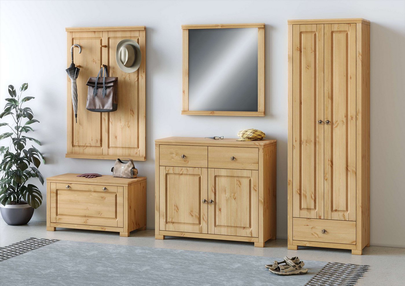 OTTO home Garderobenschrank Gotland, Drehtürenschrank, Garderobe aus massiver Kiefer, FSC®-zertifiziert, Höhe 193 cm Bild 5