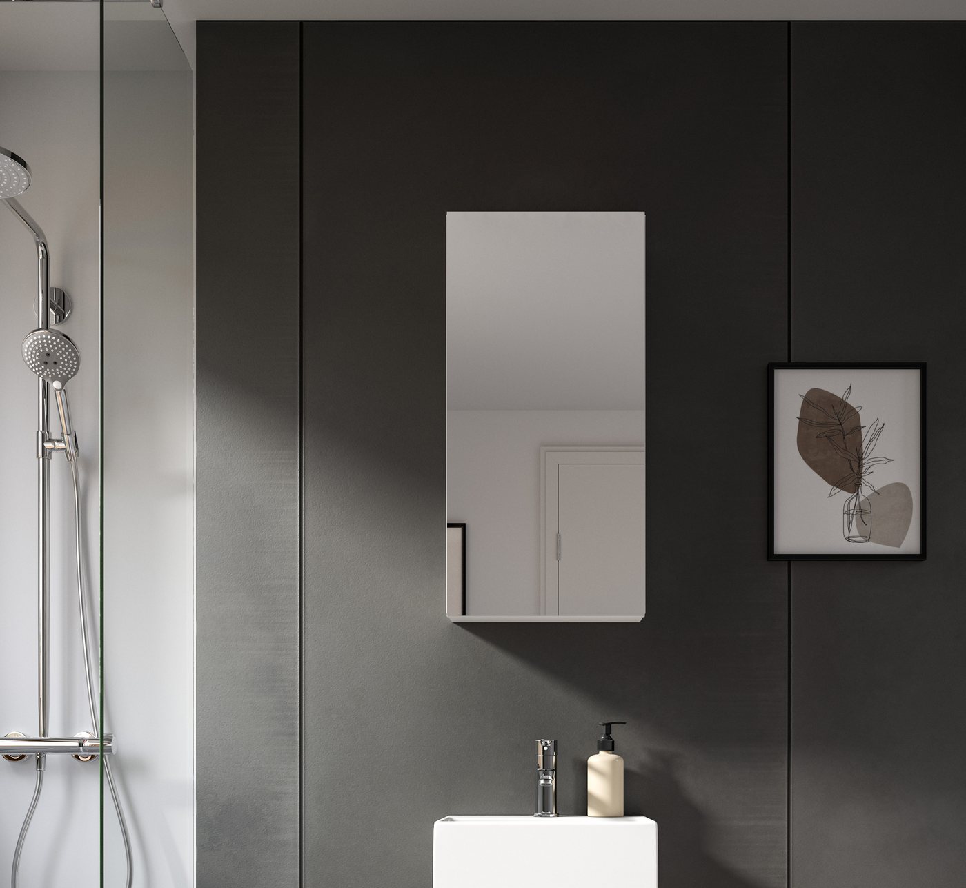 welltime Spiegelschrank BIEL, Breite 38 cm, 1 Tür, 2 Einlegeböden, 3 Fächer (1-St) Badmöbel, Badschrank, Schrank, Wandschrank, Bad, Badezimmer Bild 4