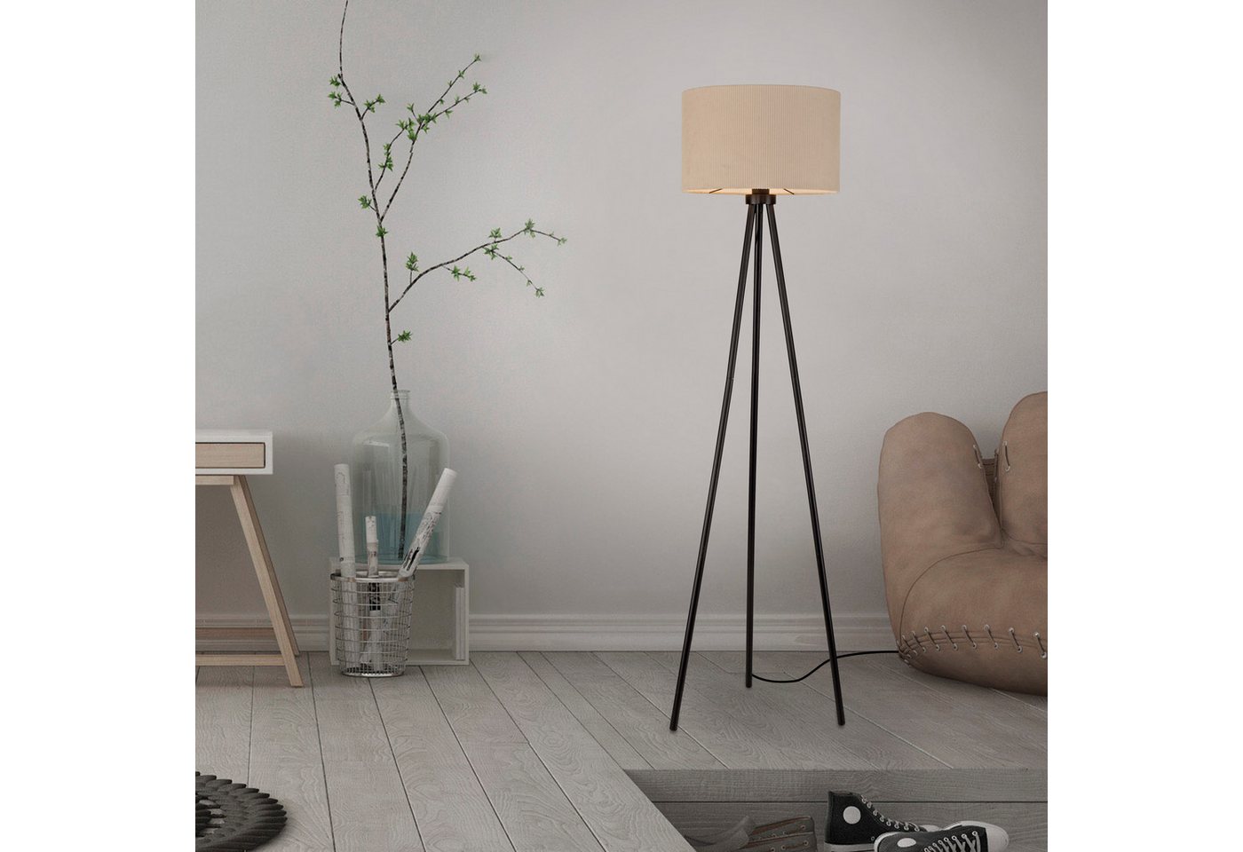 JUST LIGHT Stehlampe GREEN DURO, Ein-/Ausschalter, Leuchtmittel wechselbar, Warmweiß, ExklusiveE27, Schalter, Fußschalter