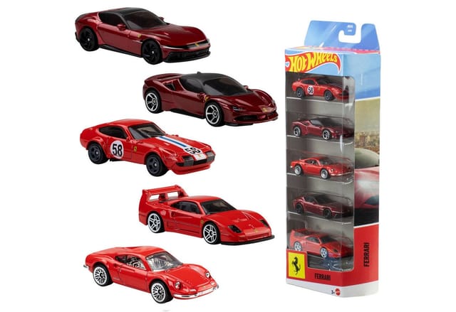 Hot Wheels Spielzeug-Auto Ferrari 5er-Pack