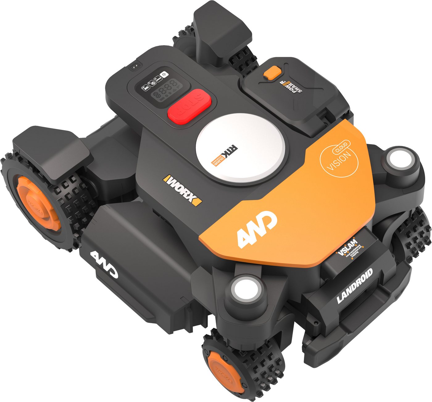 Worx Rasenmähroboter Landroid Vision Cloud WR341E 4WD ohne Begrenzungskabel, Auto-Mapping, bis 1000 m² Rasenfläche, (KI-Hinderniserkennung, VSLAM+ RTK Cloud Navigation, 84 % Steigung), App-Steuerung Bild 2