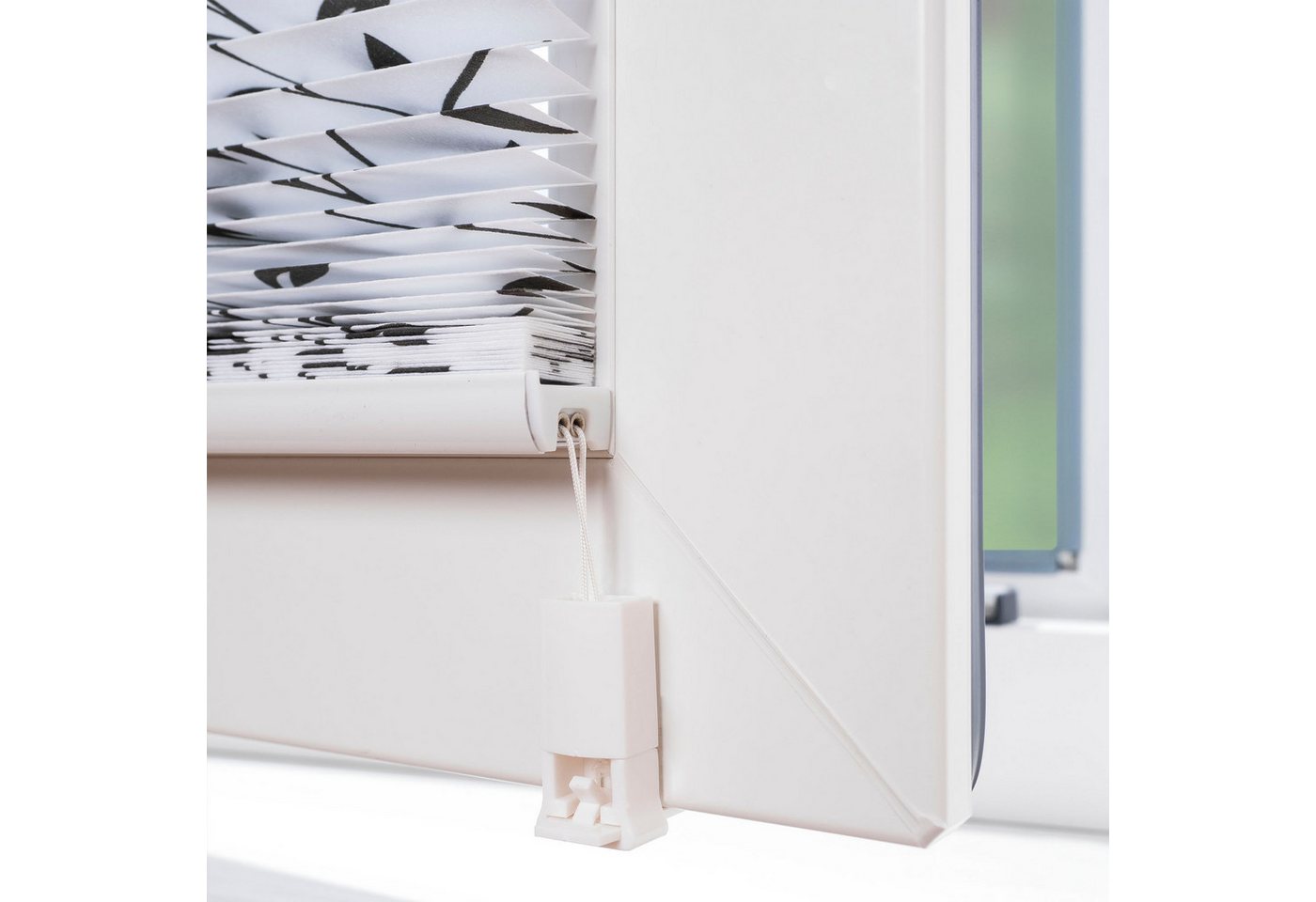 Liedeco Plissee Klemmfix-Plissee verspannt, Druck Blätter, blickdicht, ohne Bohren, verspannt, Klemmfix, Bedrucktes Plissee mit Blattmotiv Bild 3