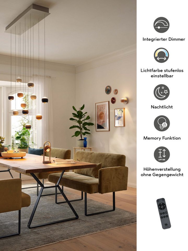 Musterring LED Pendelleuchte CANNON, 3-flammige LED Hängelampe 5W 500Lumen 2300-4000K CCT, CCT - über Fernbedienung, Dimmfunktion, Memoryfunktion, Nachtlichtfunktion, LED fest integriert, Farbwechsler, warmweiß - kaltweiß, mit Fernbedienung, stufenlos höhenverstellbar max 195cm dimmbar Memory Bild 3