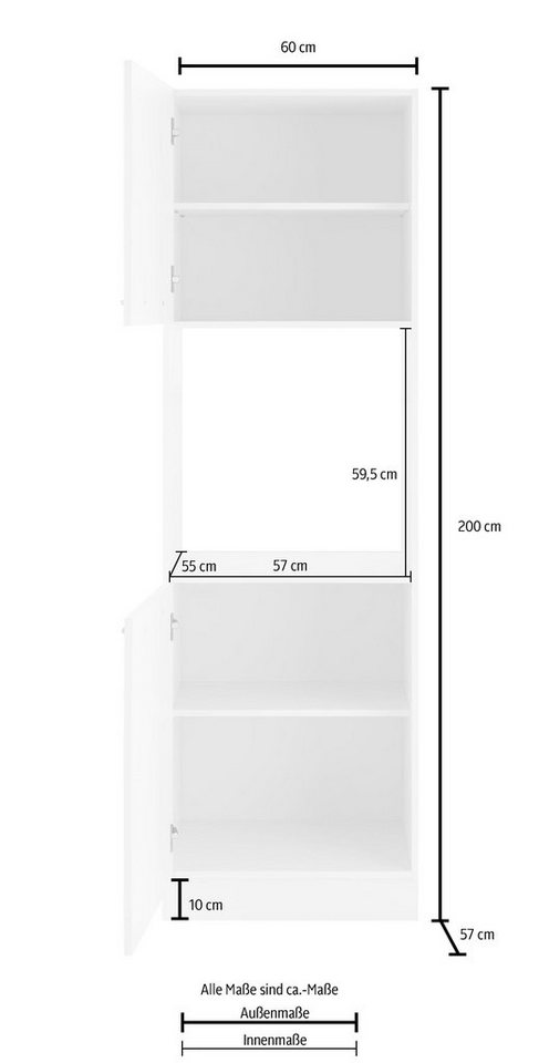 wiho Küchen Backofenumbauschrank Flexi2, Breite/ Höhe: 60/200 cm, Soft-Close bei den Türen inkl. verstellbaren Einlegeböden Bild 4