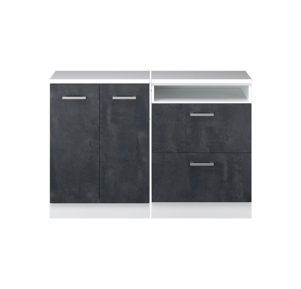 Vicco Kommode Rion, Schwarz Beton/Weiß, 120 cm 2er Set Schrankkorpuss 60 cm Tiefe (2 St)