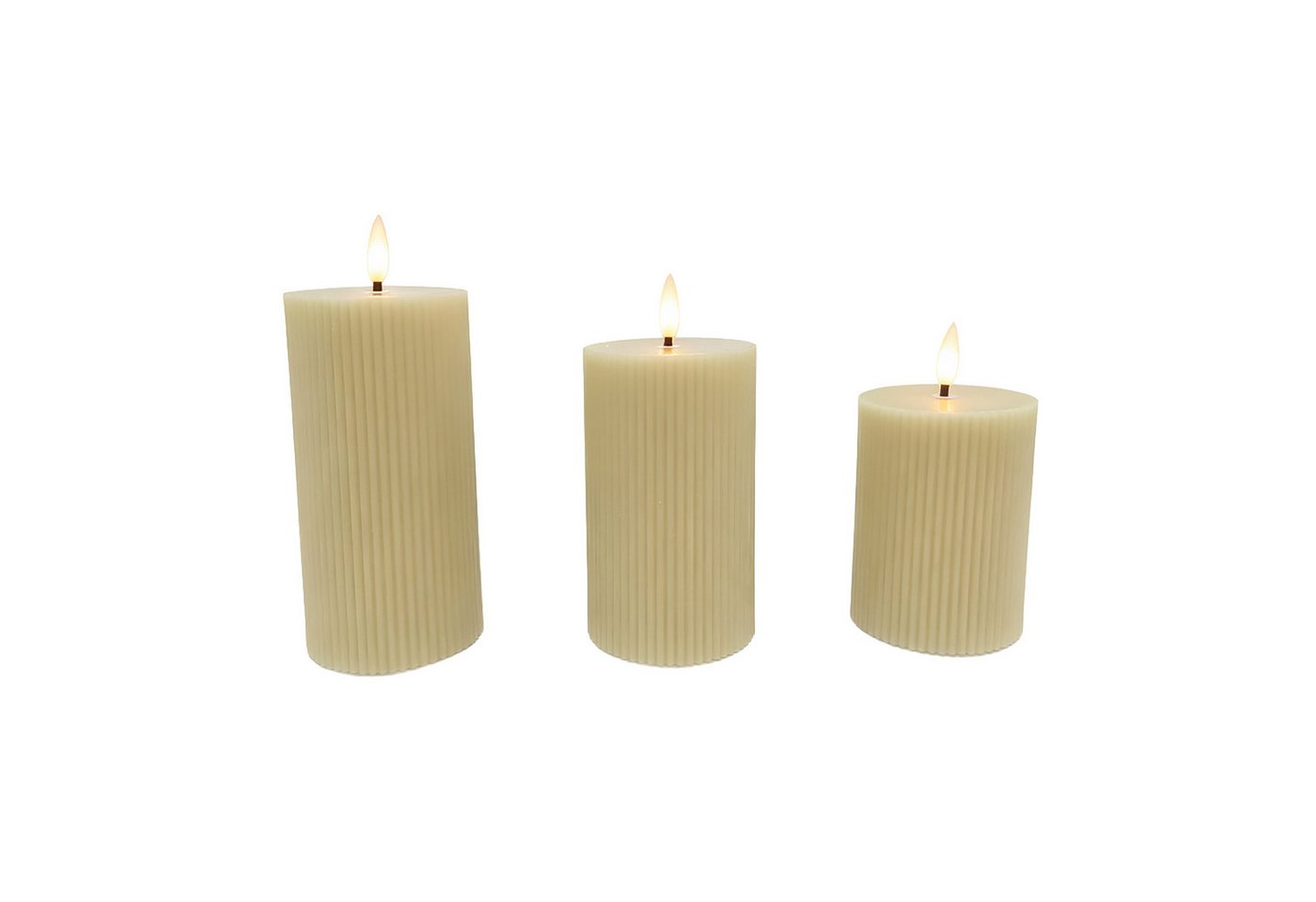 relaxdays LED-Kerze 3er Set, LED, Warmweiß, Beige Bild 4
