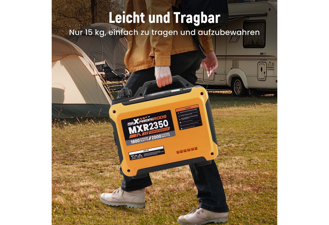 maXpeedingrods Stromerzeuger MXR2350, 2 in kW, 15kg Inverter Benzingenerator für Outdoor Stromversorgung