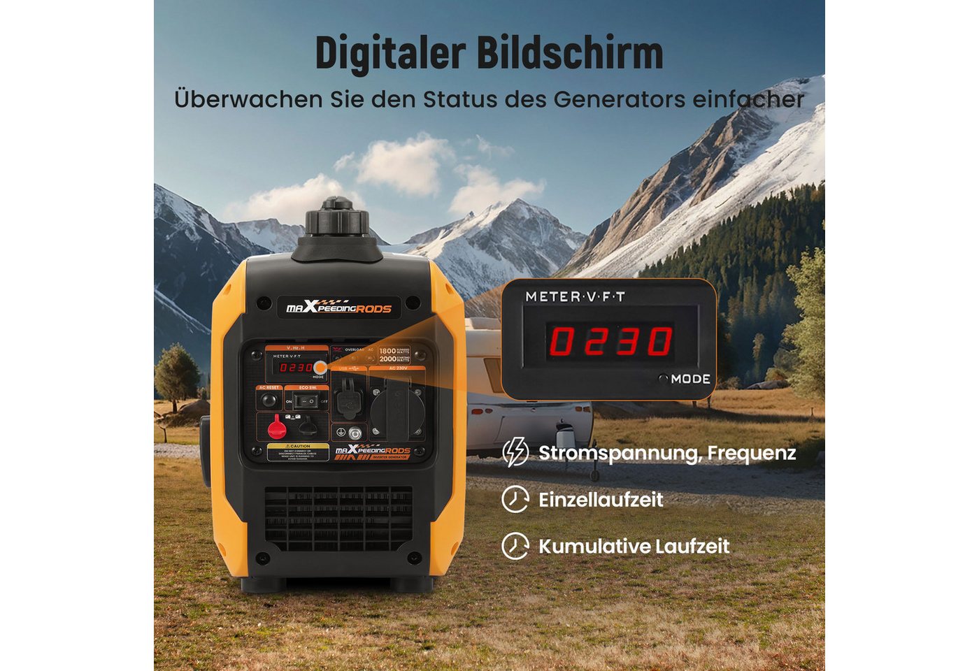 maXpeedingrods Stromerzeuger MXR2350, 2 in kW, 15kg Inverter Benzingenerator für Outdoor Stromversorgung Bild 2