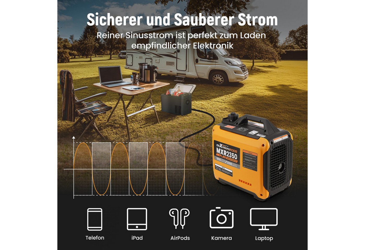 maXpeedingrods Stromerzeuger MXR2350, 2 in kW, 15kg Inverter Benzingenerator für Outdoor Stromversorgung Bild 4