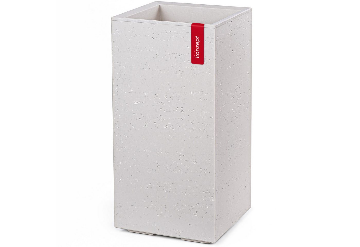 KONZEPT Pflanzkübel hoch in Beton-Optik mit Rollen und Drainage, 28,6 x 28,6 x 59,4 cm, Europäisches Produkt, für innen & außen, Leicht, Robust kunststoff