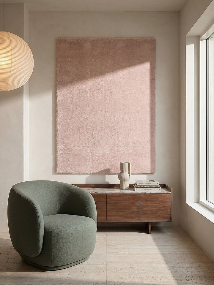 KADIMA DESIGN Teppich ALDAN Teppichläufer Puderrosa 60x110 Uni Polyester Antirutsch, Läufer, Höhe: 17 mm, Trittschalldämmend, Strapazierfähig, Pflegeleicht, Farbecht Bild 3