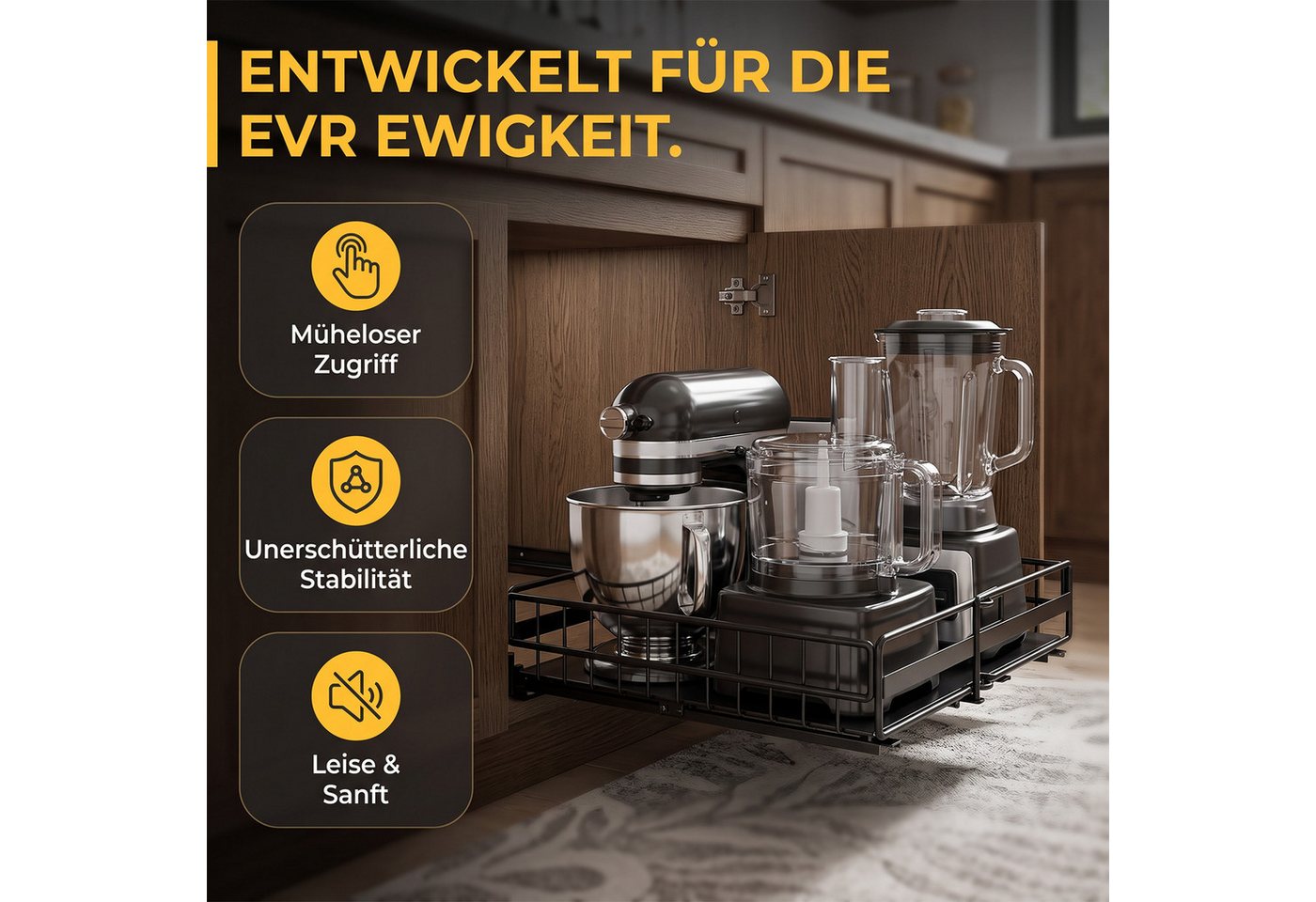 AKKEE Küchenorganizer-Set 2 Stück Teleskopschublade, Faltbare Ausziehbarer Schrank Organizer, Slide Out Schrank,Kein Bohren erforderlich,geeignet für Küche,Schränke Bild 5