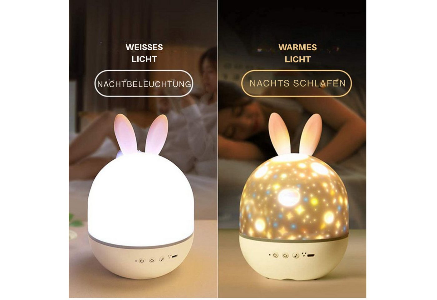 Vivitar LED-Sternenhimmel Hasen-Nachtlicht-Projektor für Kinder mit 15 Mustern, 360°-Drehung, Wiederaufladbar & kabellos, 1200-mAh-Akku, über USB aufladbar, Fernbedienung, Nachtlicht für das Kinderzimmer, Baby-Nachtlicht, Dekoration, Geschenk für Mädchen und Jungen, Bluetooth-Lautsprecher, 4 Helligkeitsstufen, 15/30/60-Minuten-Timer Bild 5