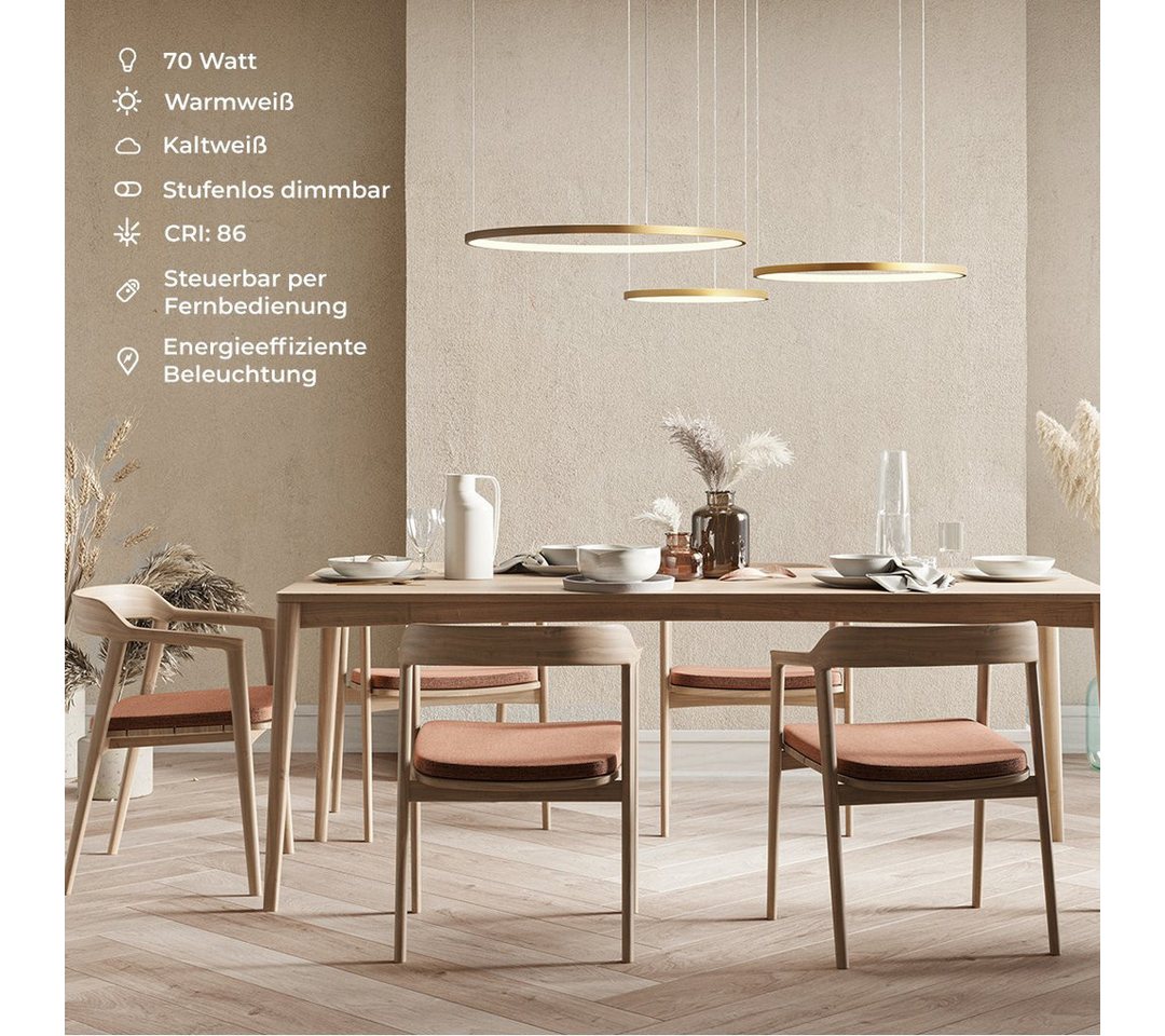 Neona LED Deckenleuchte CAECILIA Gold, Dimmbar per Fernbedienung, mit Memory-Funktion, LED fest integriert, Warm- und Kaltweiß Bild 2
