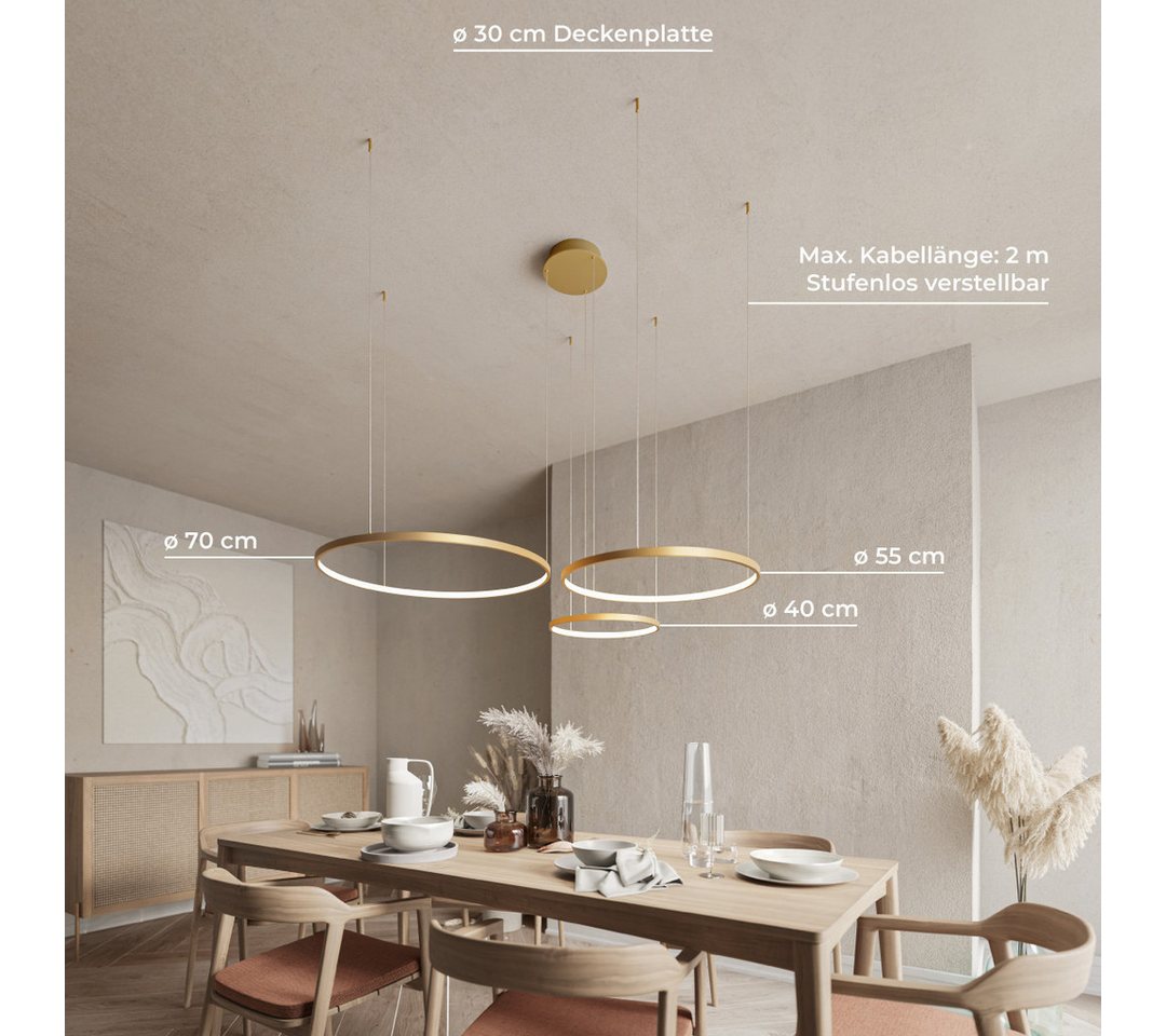 Neona LED Deckenleuchte CAECILIA Gold, Dimmbar per Fernbedienung, mit Memory-Funktion, LED fest integriert, Warm- und Kaltweiß Bild 5