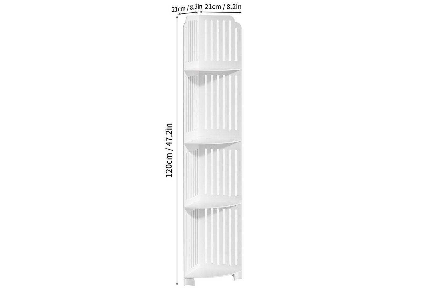 Rutaqian Eckhängeschrank Eckregal fürs Badezimmer, 4-stöckiger Badezimmerschrank, 21x21x120 cm (PVC-Eckregal, Schmaler Badezimmerschrank mit Hohlem Design) Bild 3