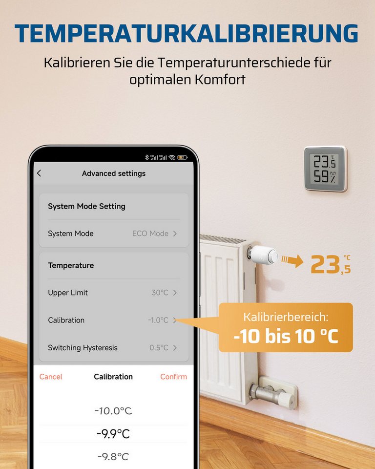 DEWENWILS Heizkörperthermostat Smartes WiFi, (inkl. Adapter-Set (RA, RAV, RAVL, Caleffi, Giacomini sowie M28) Programmierbar Heizungsthermostat Bild 3