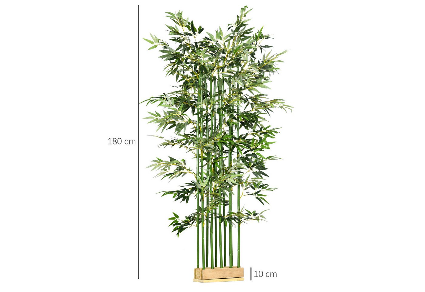 Kunstpflanze 180 cm, im Kiefernholztopf Bambus, HOMCOM, Höhe 180 cm, für Indoor, Outdoor, Dekopflanzen, Grün Bild 2