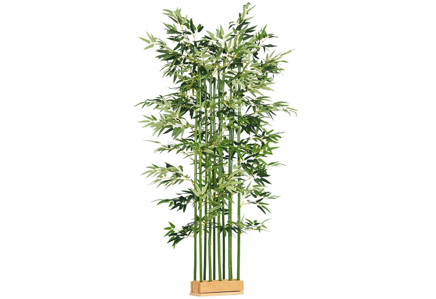 Kunstpflanze 180 cm, im Kiefernholztopf Bambus, HOMCOM, Höhe 180 cm, für Indoor, Outdoor, Dekopflanzen, Grün Bild 3