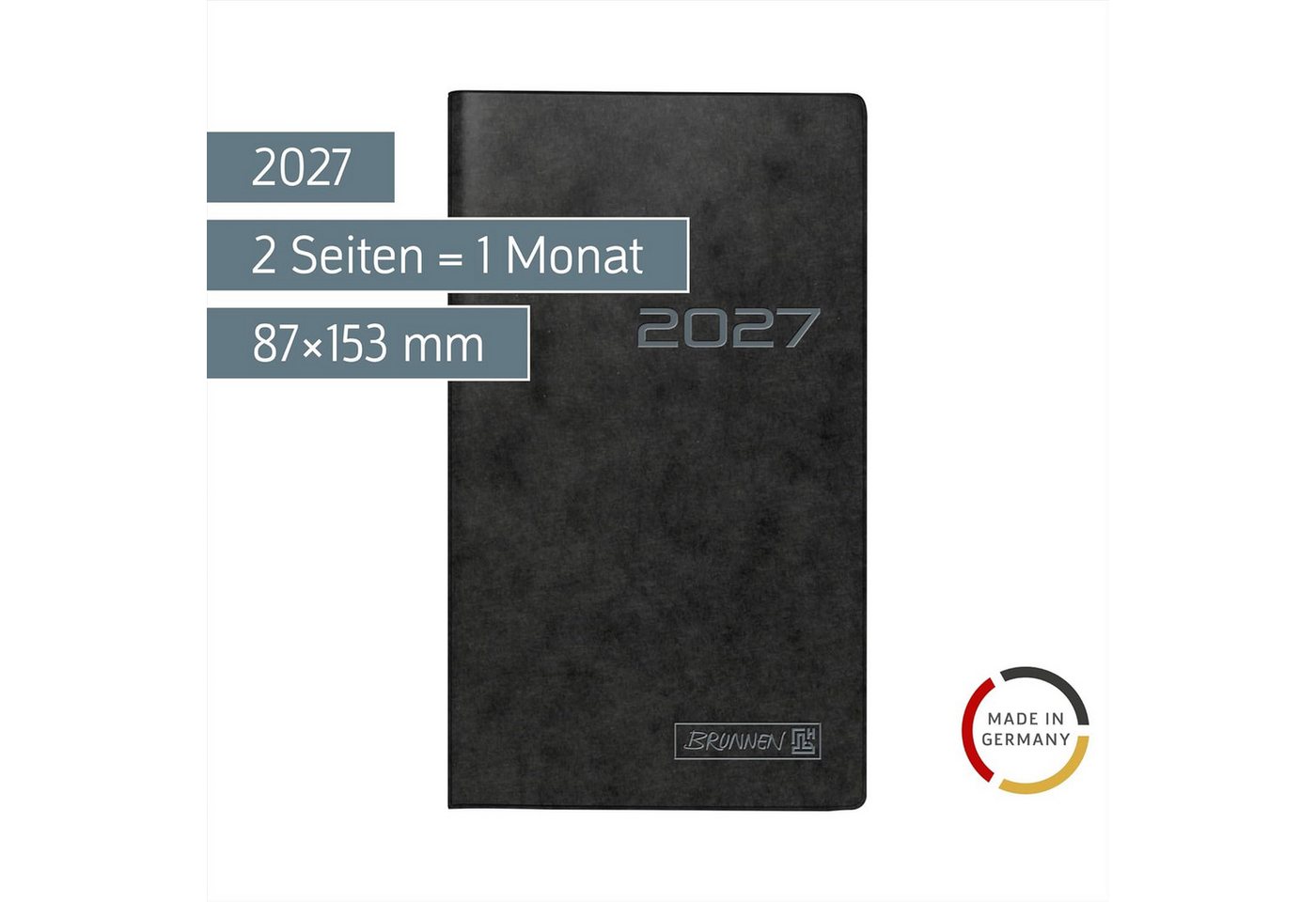 BRUNNEN Taschenkalender BRUNNEN Taschenkalender Mod. 753 2027, A6, Karton, schwarz Bild 2